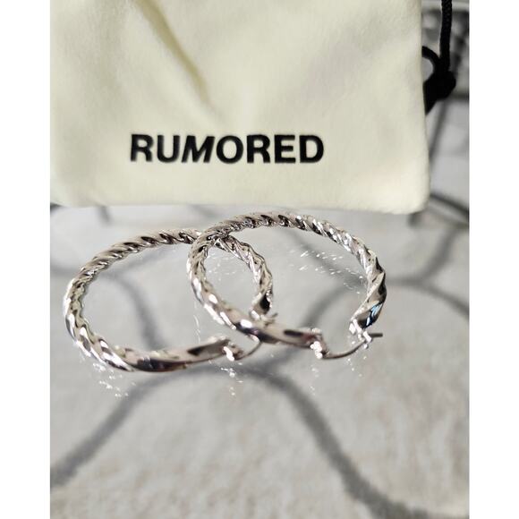 Rumored Silver Rope Hoop Earrings New - Picture 3 of 4
